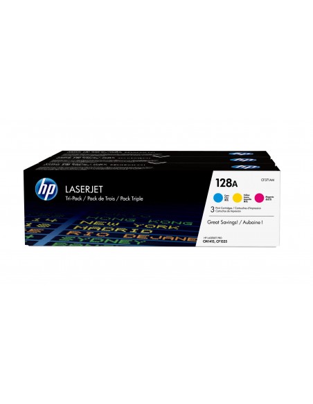 HP 128A pack de 3 toners LaserJet cyan magenta jaune authentiques