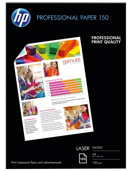 HP Papier brillant laser professionnel 150 gsm - 150 feuilles A4 210 x 297 mm