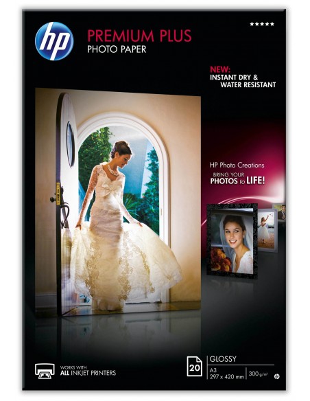 HP Papier photo à finition brillante Premium Plus - 20 feuilles A3 297 x 420 mm