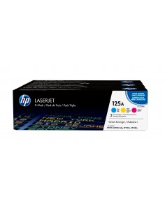 HP 125A pack de 3 toners LaserJet cyan magenta jaune authentiques 2