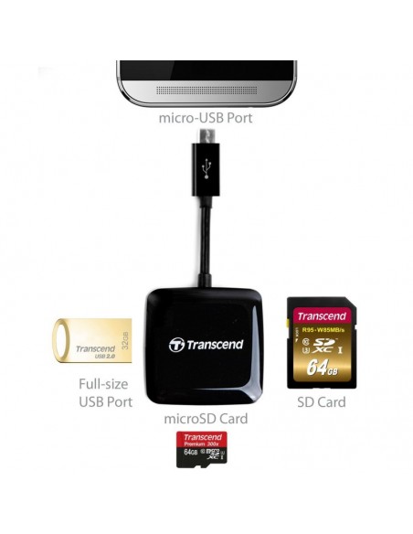 TRANSCEND USB 2.0 OTG Reader for Android Smartphones (TS-RDP9K)